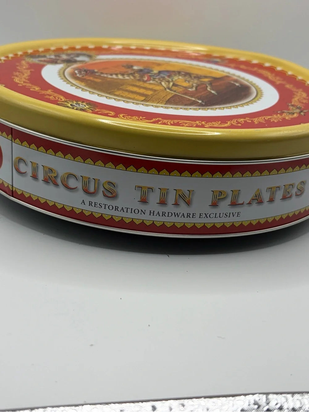 Set of 8 Restoration Hardware Circus Tin Plates Brand New in Storage Tins
